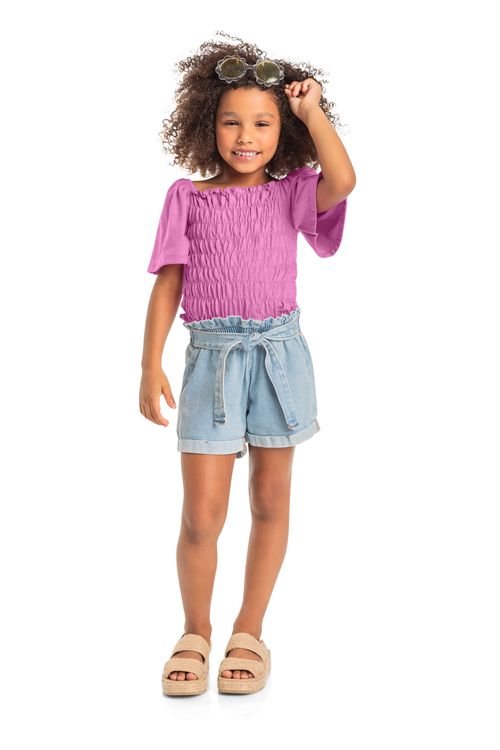 Blusa Lastéx Menina Infantil (Lilás) Quimby