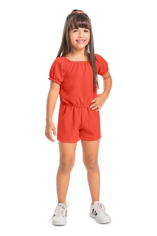 Conjunto Cropped e Short Menina Infantil (Vermelho) Quimby