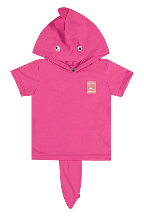 Camiseta Básica Dino Unissex para Bebê (Rosa Pink) Quimby