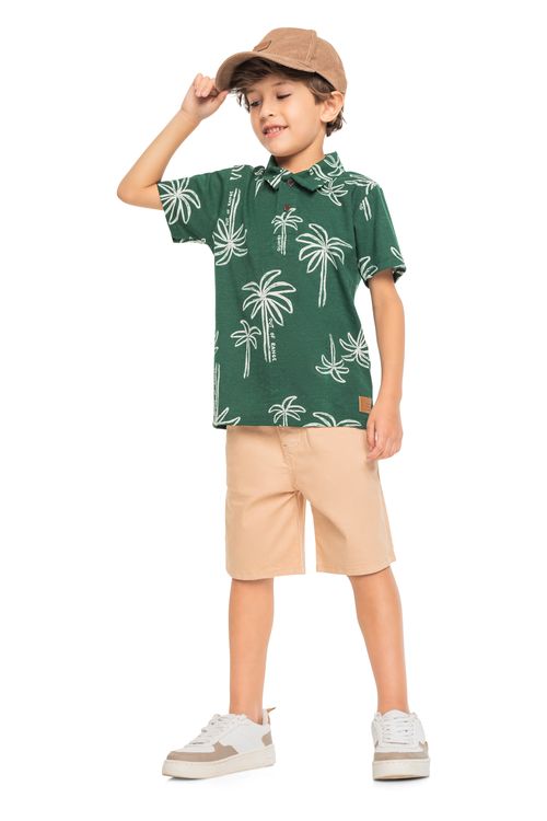 Polo Palm Paradise Infantil para Menino (Verde) Quimby