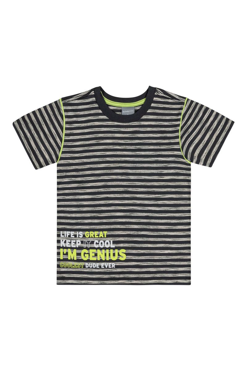 Camiseta-I-m-Genius-Infantil-Listrada--Preto--Quimby