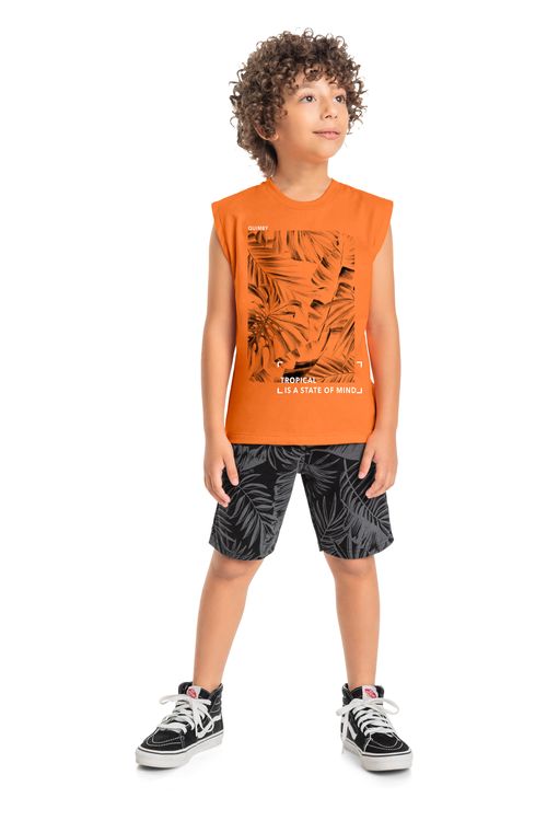 Conjunto Infantil Tropical para Menino (Laranja) Quimby