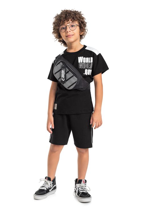 Conjunto World Wide Infantil para Menino (Preto) Quimby