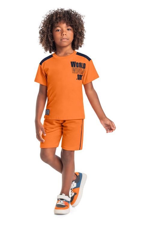 Conjunto World Wide Infantil para Menino (Laranja) Quimby