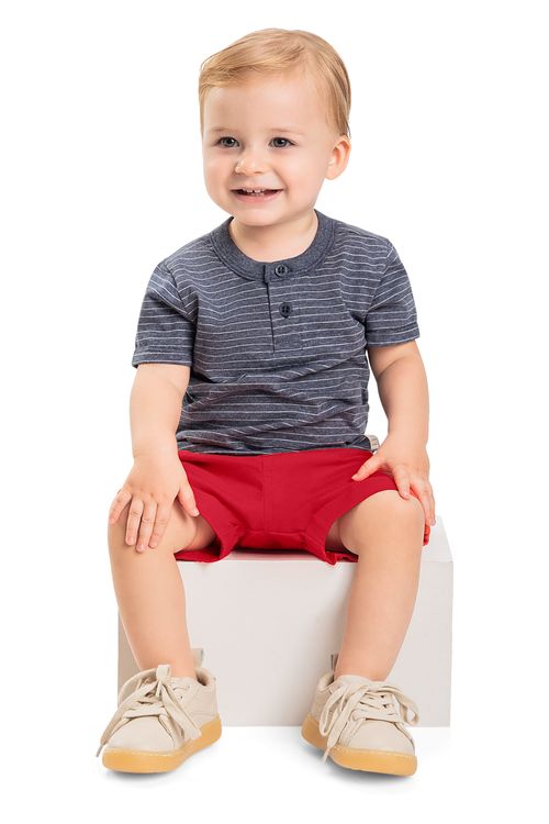 Conjunto para Bebê Menino com Camiseta e Bermuda (Azul Marinho) Quimby