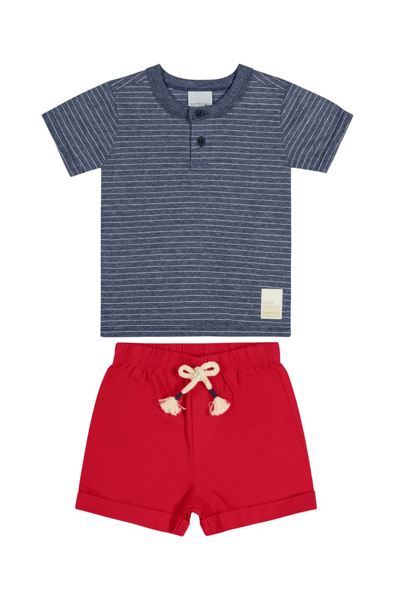 Conjunto-para-Bebe-Menino-com-Camiseta-e-Bermuda--Azul-Marinho--Quimby