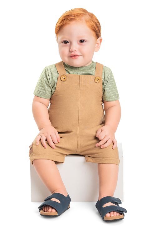 Conjunto para Bebê com Camiseta e Jardineira (Verde) Quimby