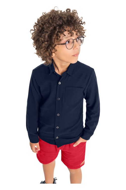 Camisa Polo Manga Longa Infantil (Azul) Quimby