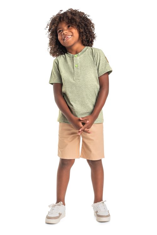 Conjunto com Camiseta e Bermuda Infantil (Verde) Quimby