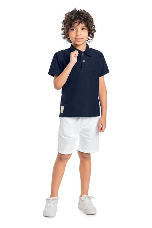 Conjunto Camisa Polo e Bermuda Infantil (Azul) Quimby