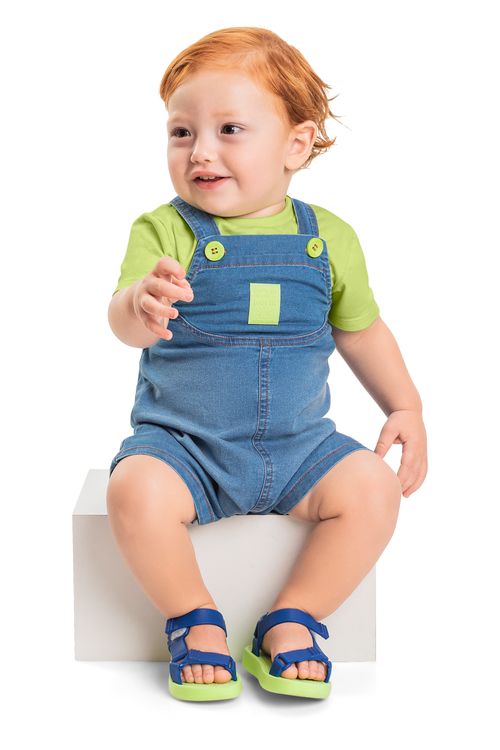 Jardineira Jeans para Bebê Menino (Azul) Quimby