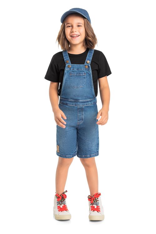 Jardineira Jeans Infantil Menino (Azul) Quimby