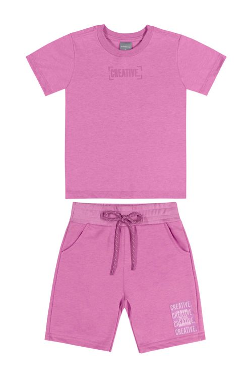 Conjunto Camiseta e Bermuda Unissex (Roxo) Quimby