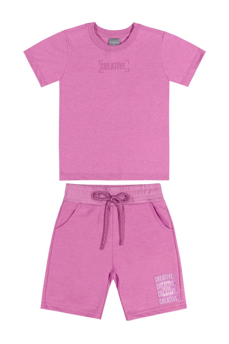 Conjunto-Camiseta-e-Bermuda-Unissex--Roxo--Quimby