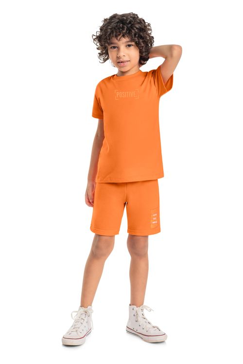 Conjunto Camiseta e Bermuda Unissex (Laranja) Quimby