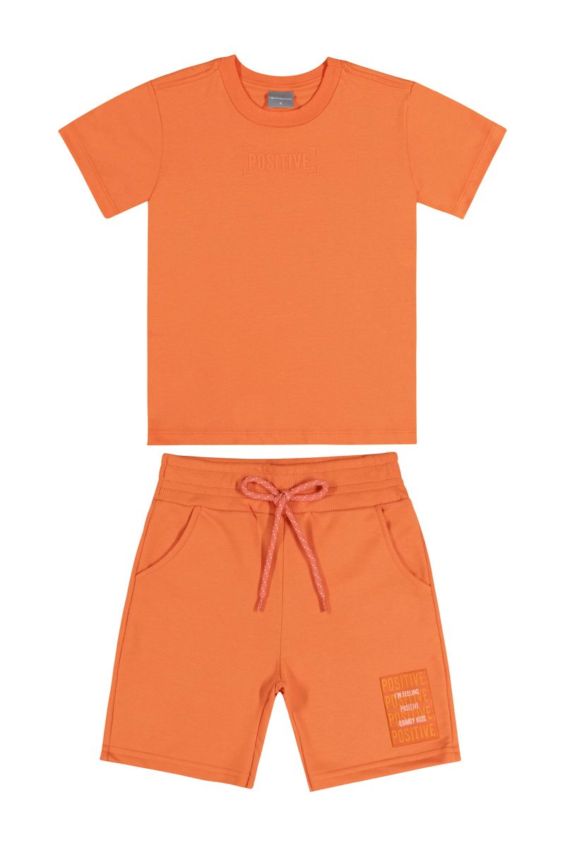 Conjunto-Camiseta-e-Bermuda-Unissex--Laranja--Quimby