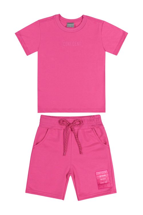 Conjunto Camiseta e Bermuda Unissex (Rosa) Quimby