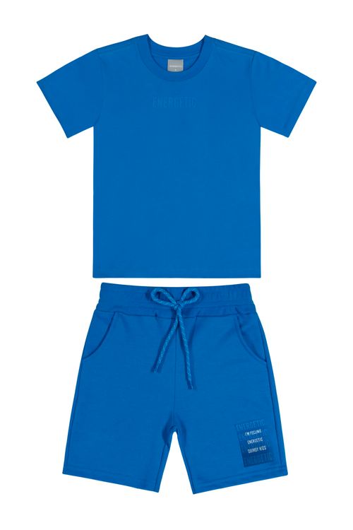 Conjunto Camiseta e Bermuda Unissex (Azul) Quimby