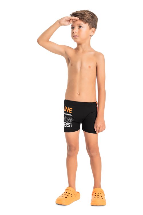 Sunga Boxer Lisa Infantil com Proteção FPS +50 (Preto) Quimby