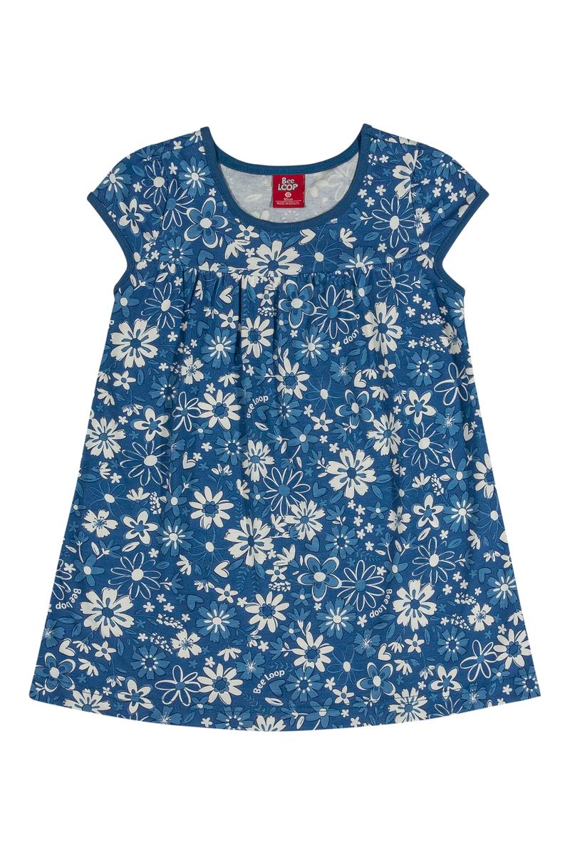 Vestido-Manga-Curta-Bebe--Azul--Bee-Loop