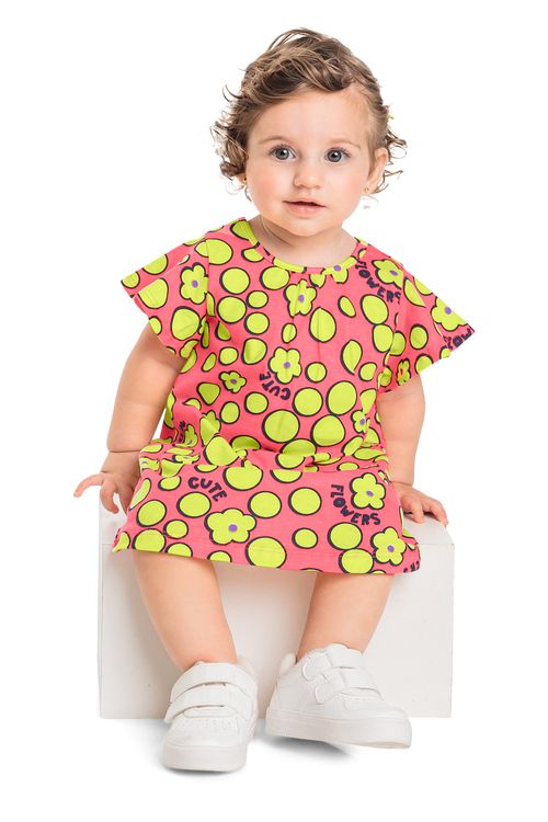 Vestido Bolinhas para Bebê (Rosa) Bee Loop