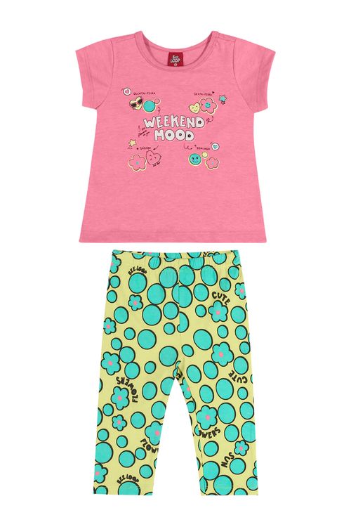 Conjunto Blusa e Legging Bebê Menina (Rosa) Bee Loop