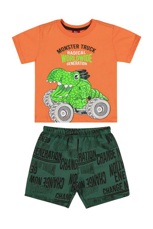 Conjunto Camiseta e Bermuda Menino Bebê (Laranja) Bee Loop