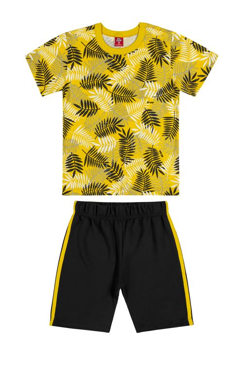 Conjunto Bebê Menino com Camiseta e Bermuda (Amarelo) Bee Loop