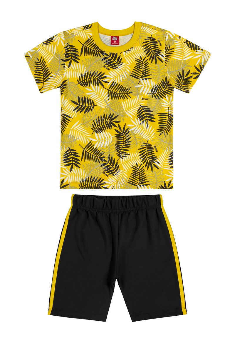 Conjunto-Bebe-Menino-com-Camiseta-e-Bermuda--Amarelo--Bee-Loop