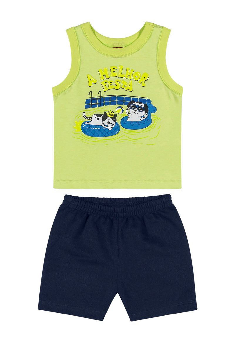 Conjunto-Regata-e-Bermuda-para-Bebe--Verde--Bee-Loop