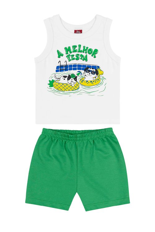 Conjunto Regata e Bermuda para Bebê (Branco) Bee Loop