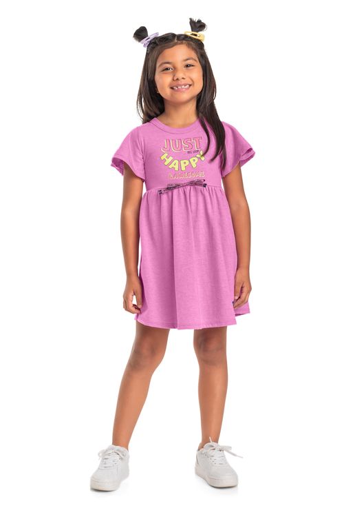 Vestido Infantil Evasê (Lilás) Bee Loop