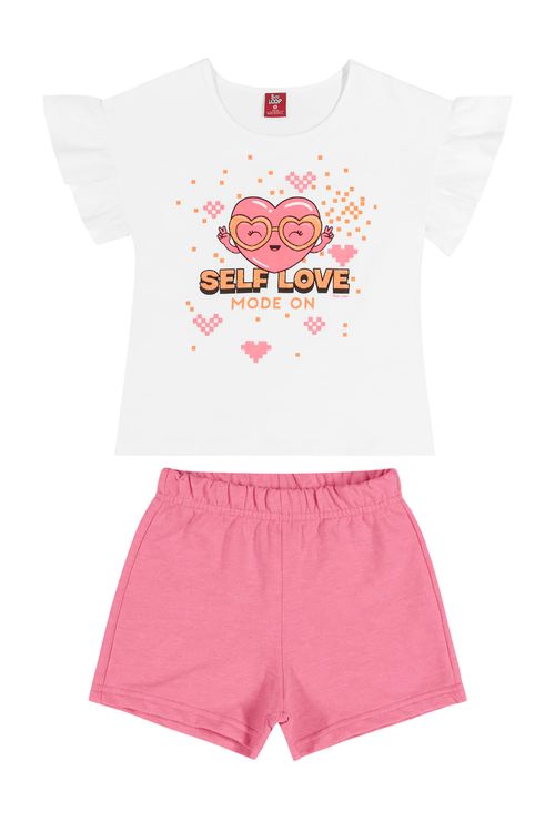 Conjunto Blusa e Short Infantil (Branco) Bee Loop