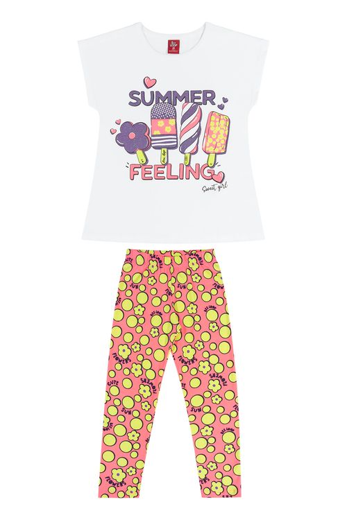 Conjunto Blusa e Legging Infantil (Branco) Bee Loop