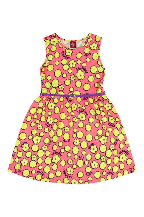 Vestido Regata Estampado Infantil (Rosa) Bee Loop