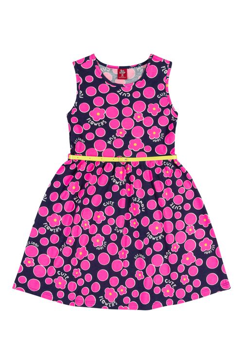 Vestido Regata Estampado Infantil (Azul) Bee Loop