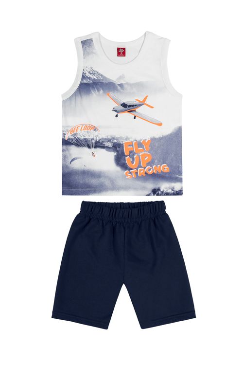 Conjunto Regata e Bermuda Infantil (Branco) Bee Loop