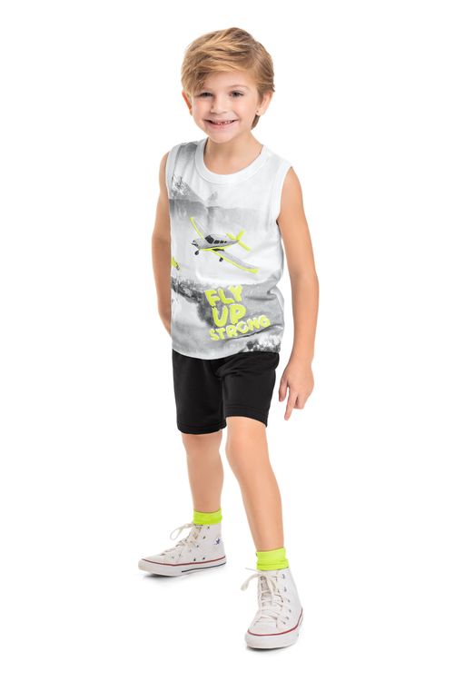 Conjunto Regata e Bermuda Infantil (Branco) Bee Loop