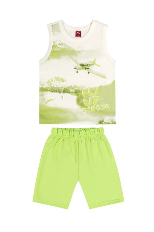 Conjunto Regata e Bermuda Infantil (Off White) Bee Loop