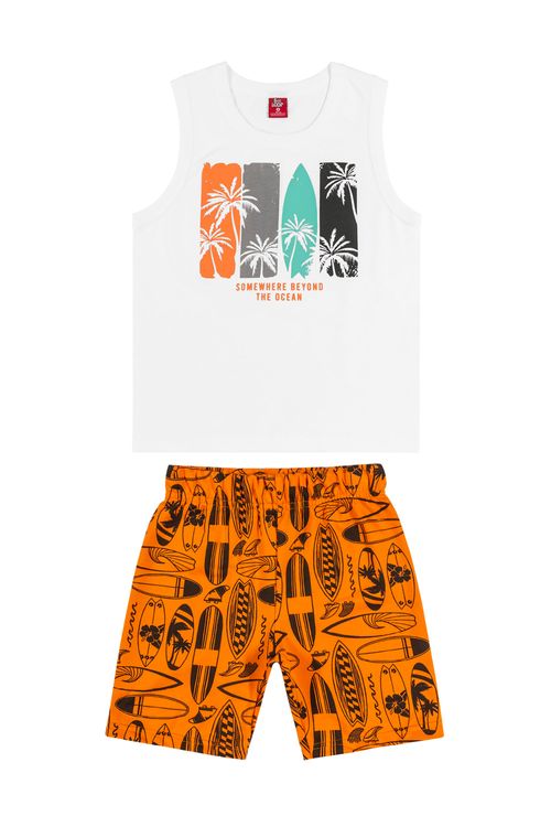 Conjunto Bermuda e Regata Infantil (Branco) Bee Loop