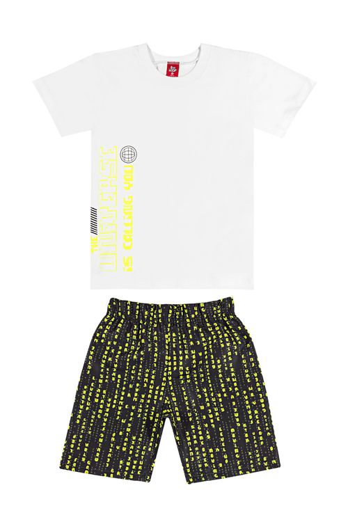 Conjunto Infantil Bermuda e Camiseta (Branco) Bee Loop