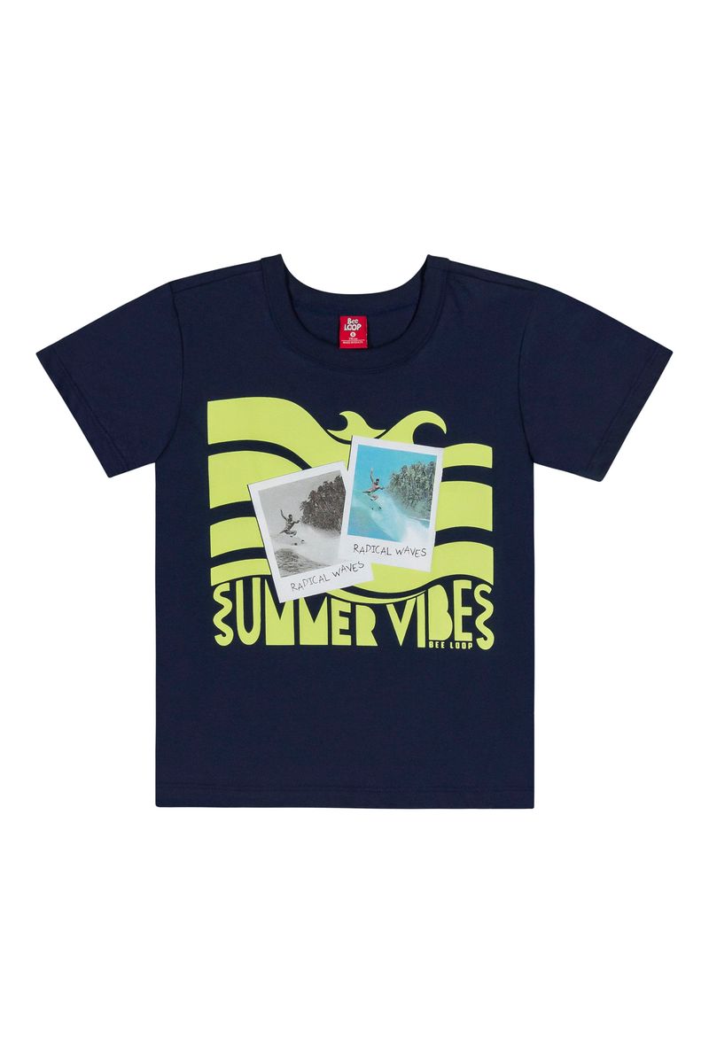 Conjunto-Camiseta-e-Bermuda-para-Menino--Azul--Bee-Loop