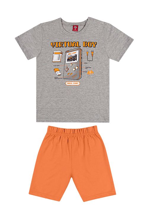 Conjunto Bermuda e Camiseta Infantil (Cinza) Bee Loop