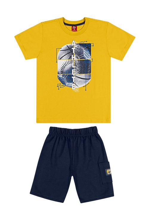 Conjunto Infantil Menino Bermuda e Camiseta (Amarelo) Bee Loop