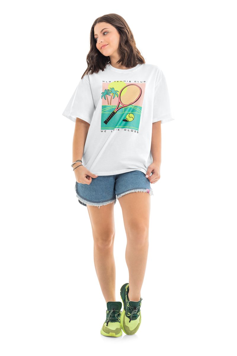 Camiseta-Manga-Curta-Infantil-Feminina--Branco--Gloss