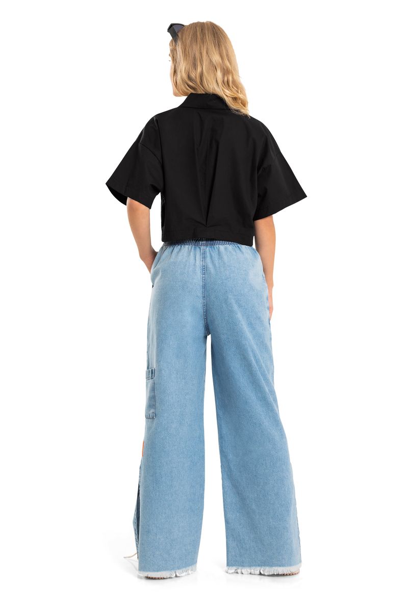Camisa-Cropped-Juvenil-em-Tricoline--Preto--Gloss
