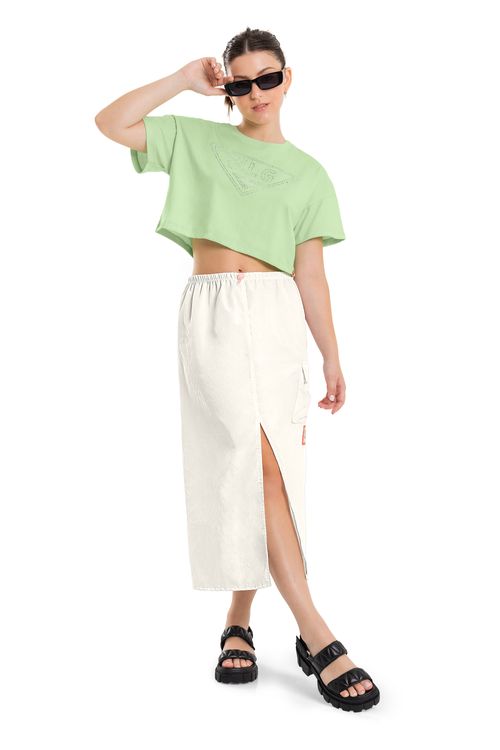 Blusa Cropped Manga Curta Menina (Verde) Gloss