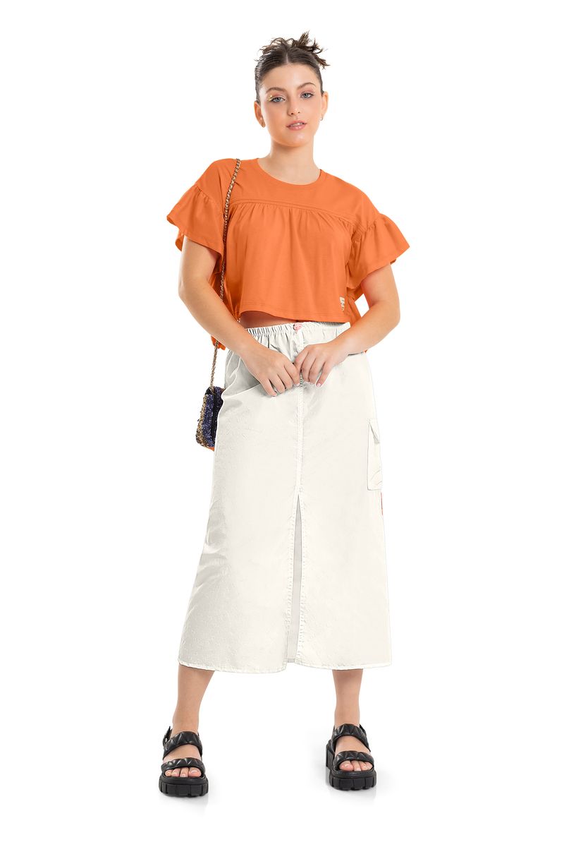 Blusa-Cropped-com-Babados--Laranja--Gloss-