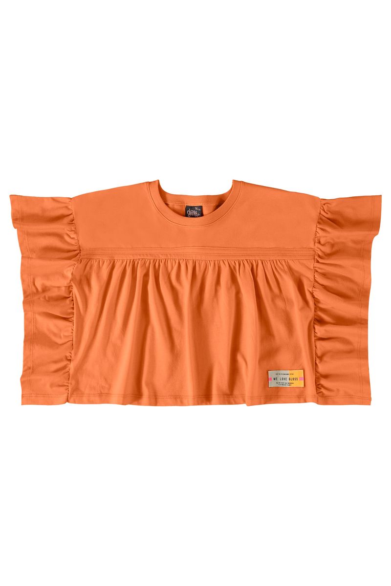 Blusa-Cropped-com-Babados--Laranja--Gloss-