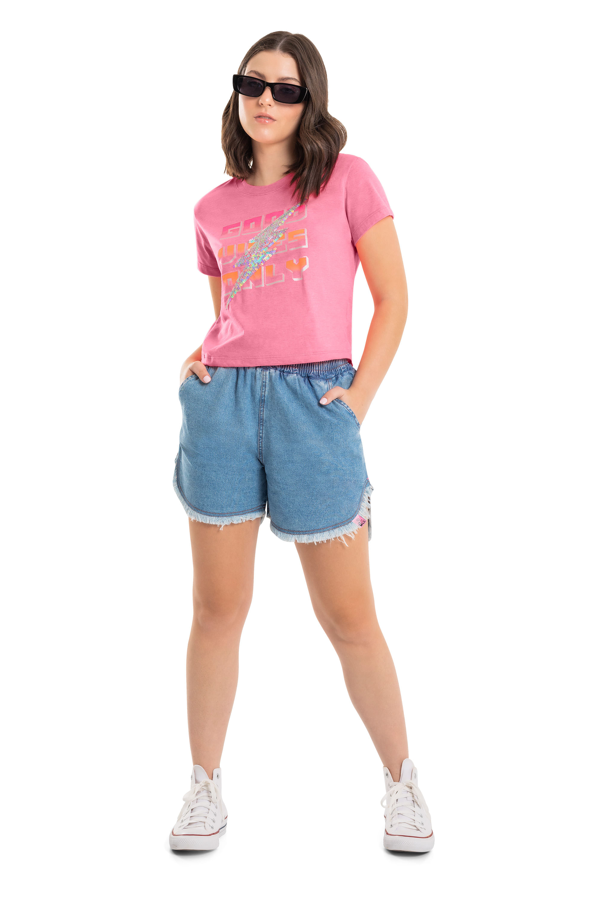 Blusa Good Vibes Only Juvenil (Rosa) Gloss